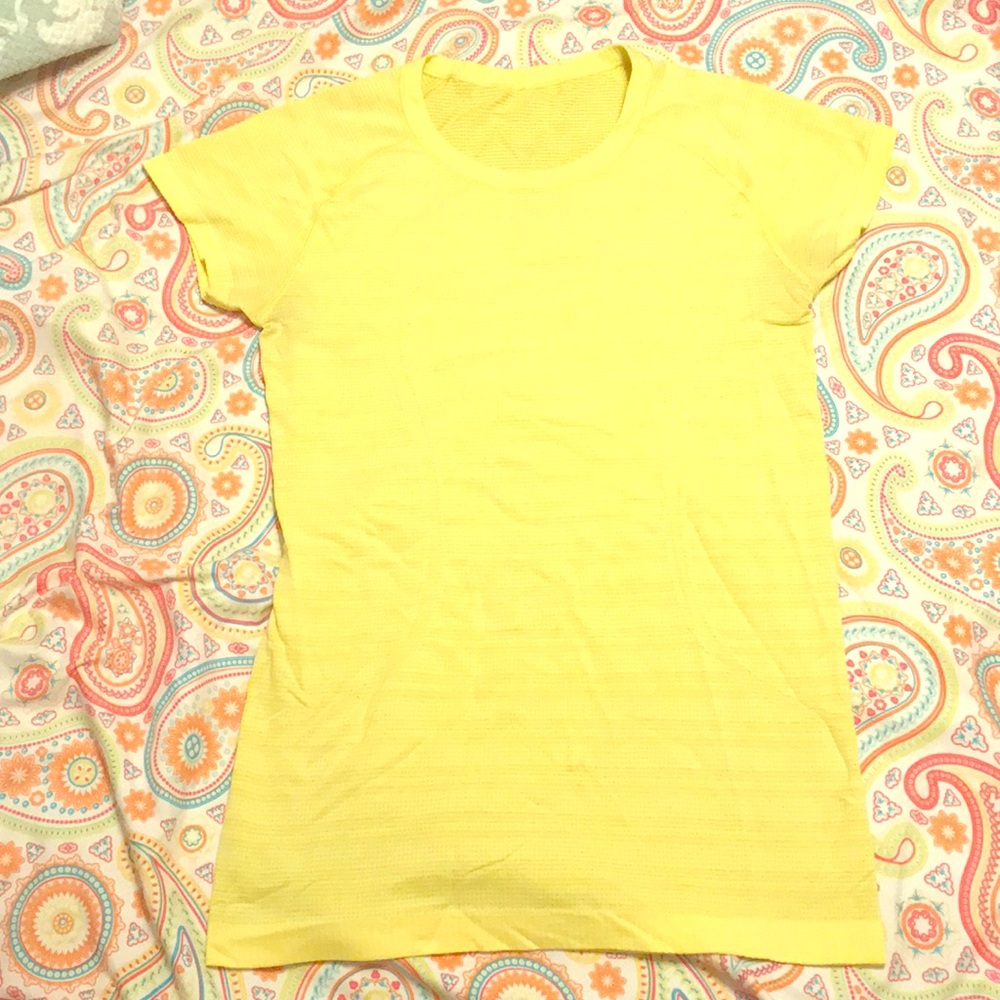 Neon yellow Lululemon active tee shirt